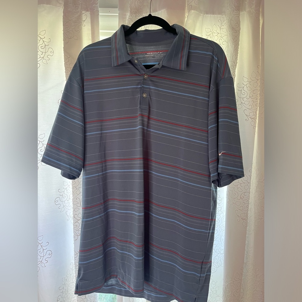 Nike Golf Dri-Fit Striped Polo ~ Mens ~ Size Large ~ Golf